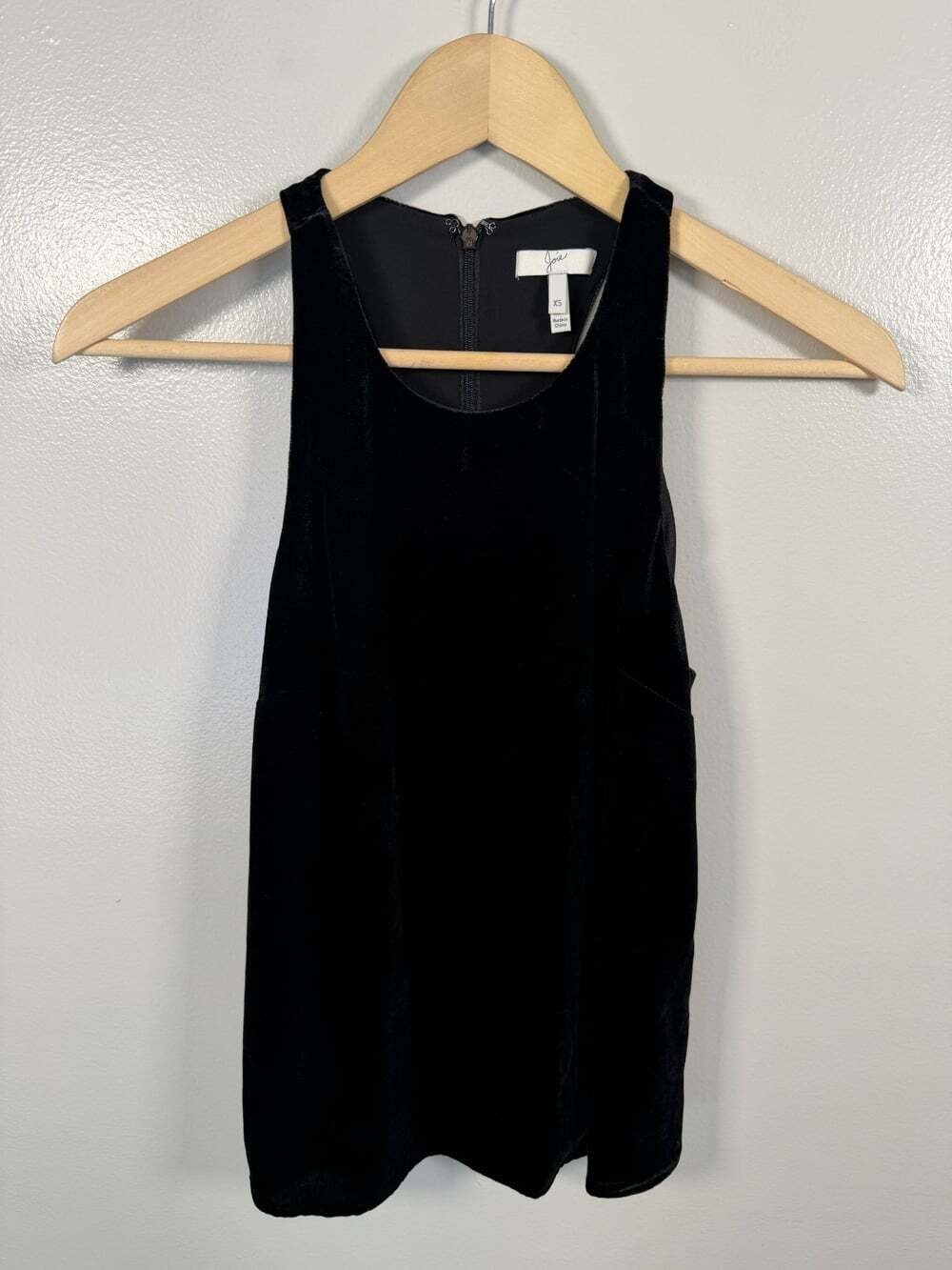 Joie Brighton Velvet Silk Blend Racerback Tank Top Size XS Black Holiday Glam